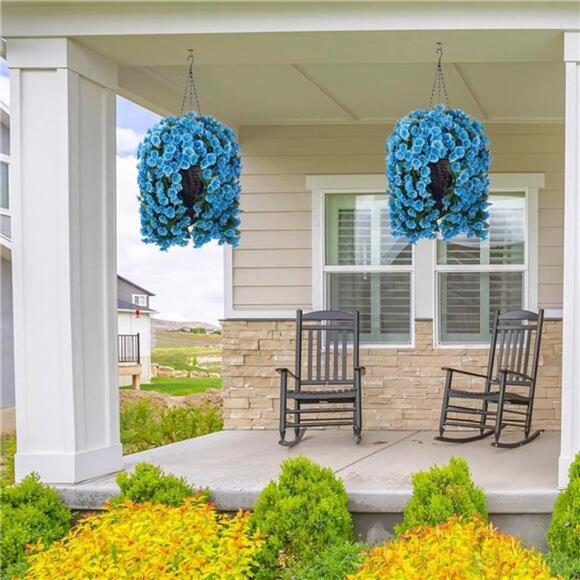 Artificial Fake Hanging Plants Flowers for Outdoor Outside Decoration, 2PCS - Picture 6 of 7